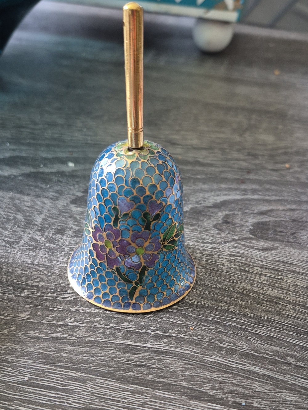 Plique A Jour - Vintage Cloisonne Bell - Enameled Stained Glass Floral Design
